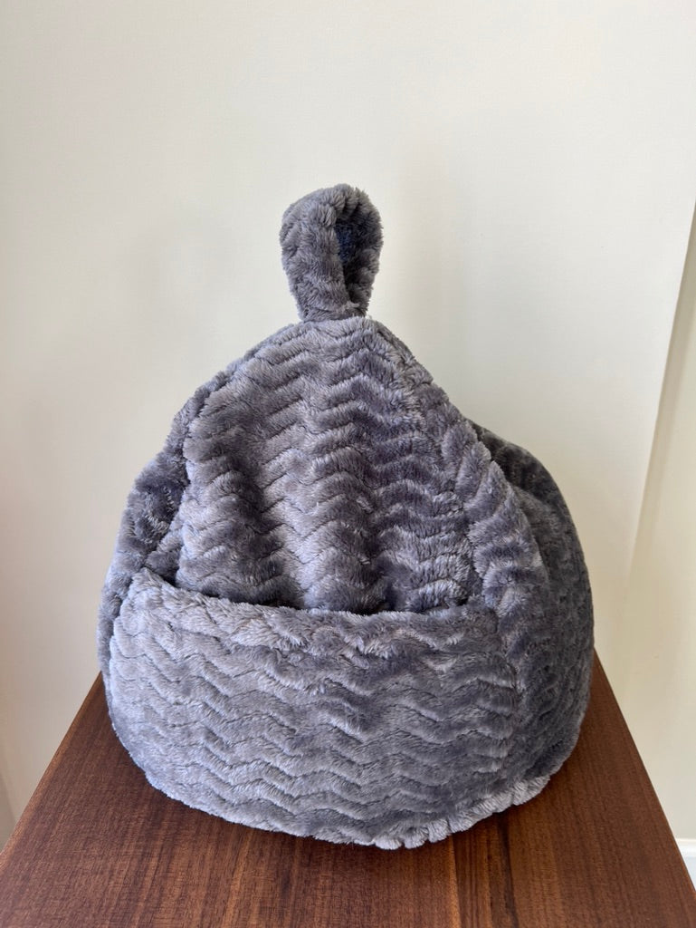 Dark Gray Plush Pouf