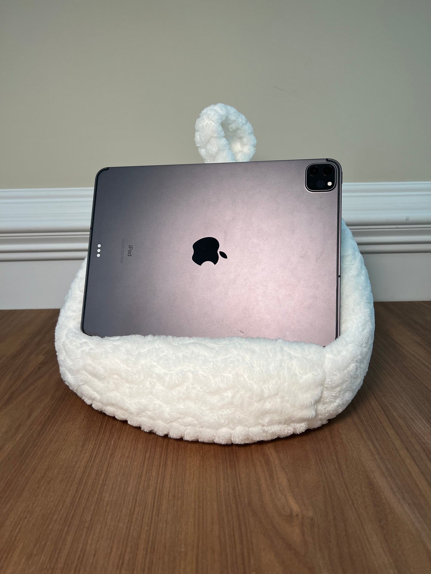 Winter White Plush Pouf