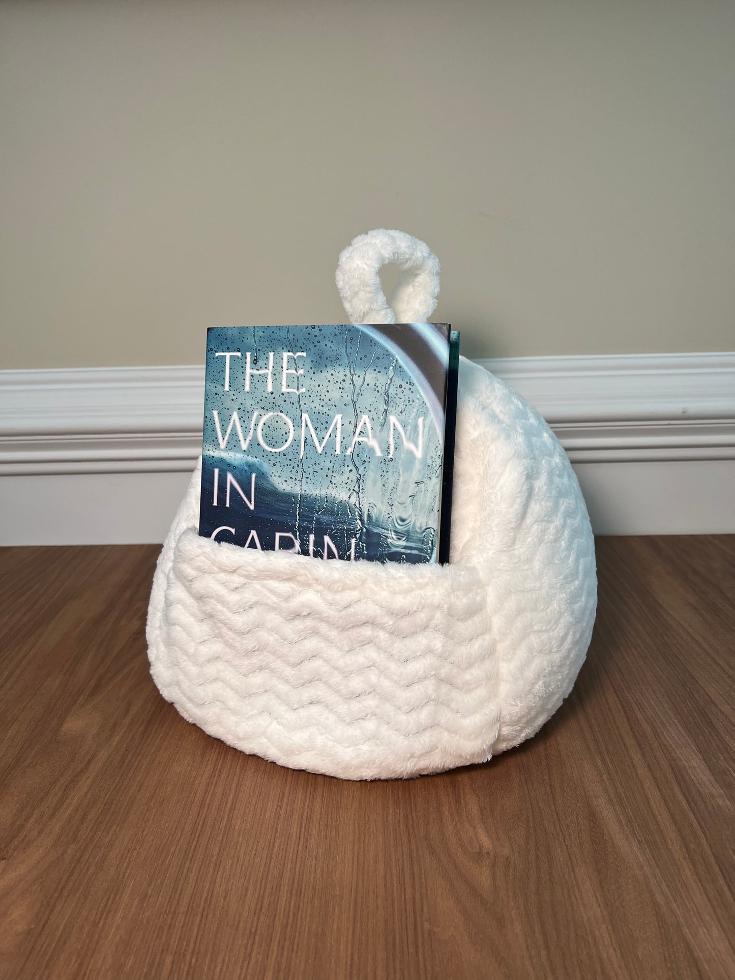 Winter White Plush Pouf