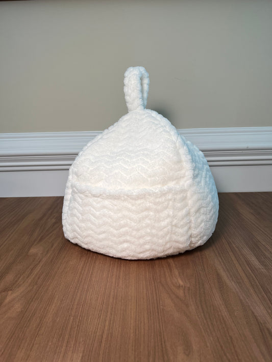 Winter White Plush Pouf