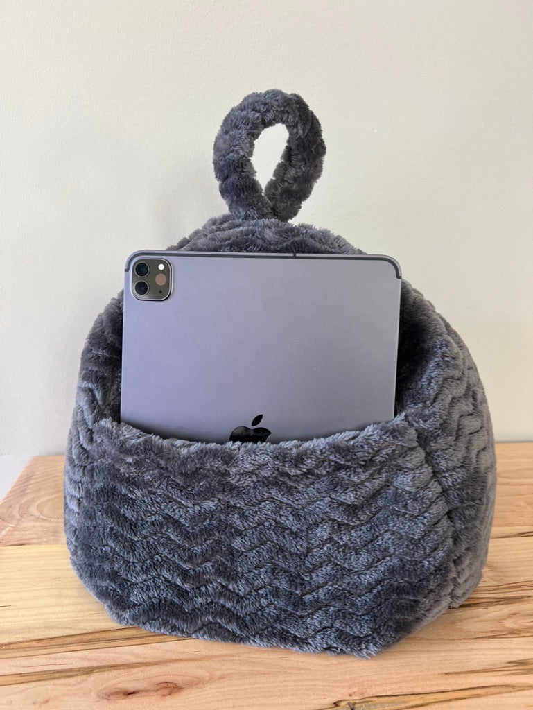 Dark Gray Plush Pouf