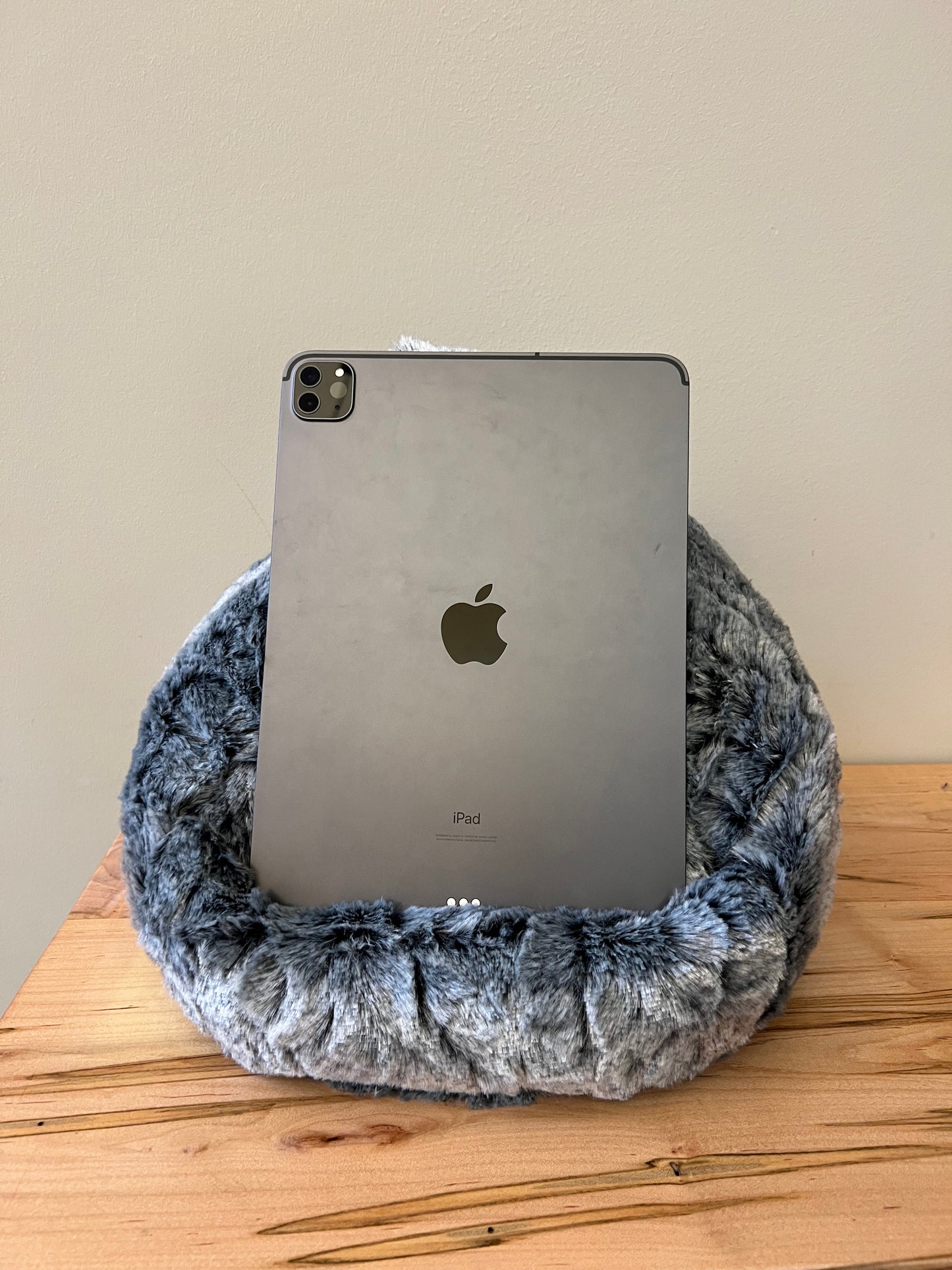 Silver Faux Fur Pouf